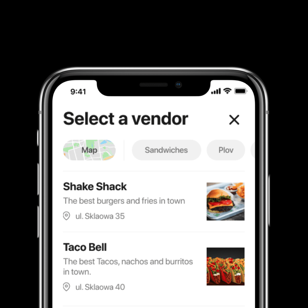 Dynamic map button fill for Collect, a food delivery app in Poland