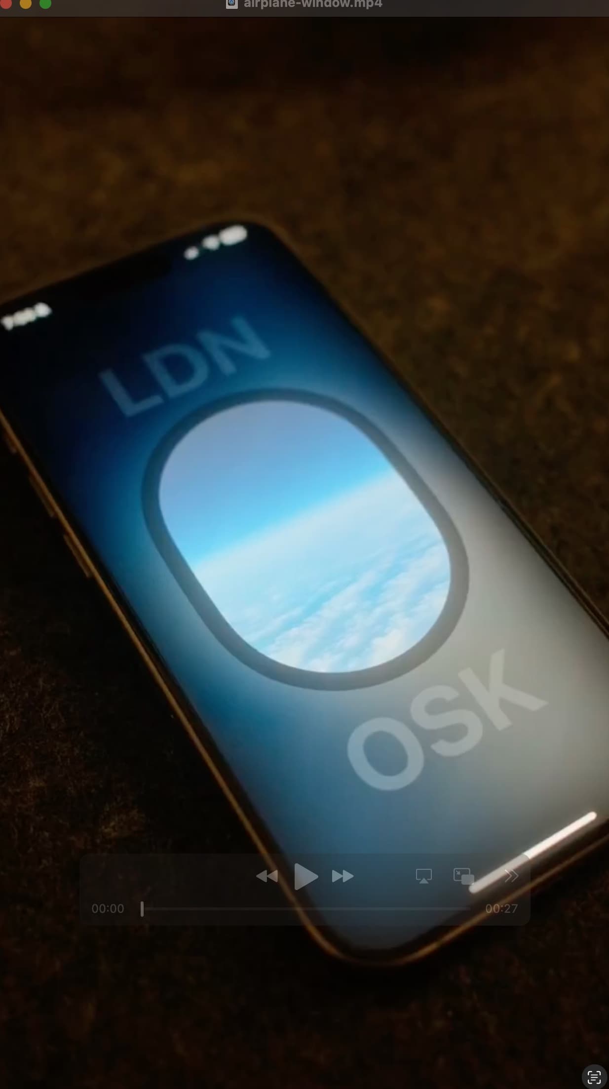 Video of an IOS view of a airplane window you can draw on